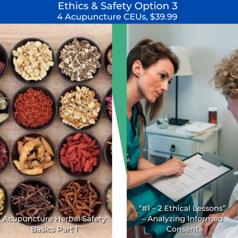 Ethics & Safety Combo Pack Option 3 - 4 Acupuncture CEUs